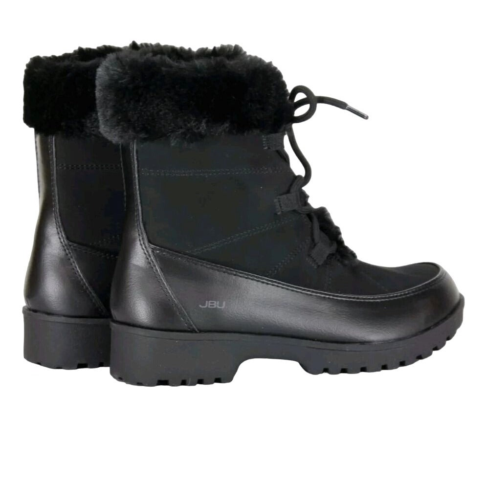 JBU Boots Womans Faux Fur Winter Snow Outdoor Combat Water Resistant Shoe Jambu
