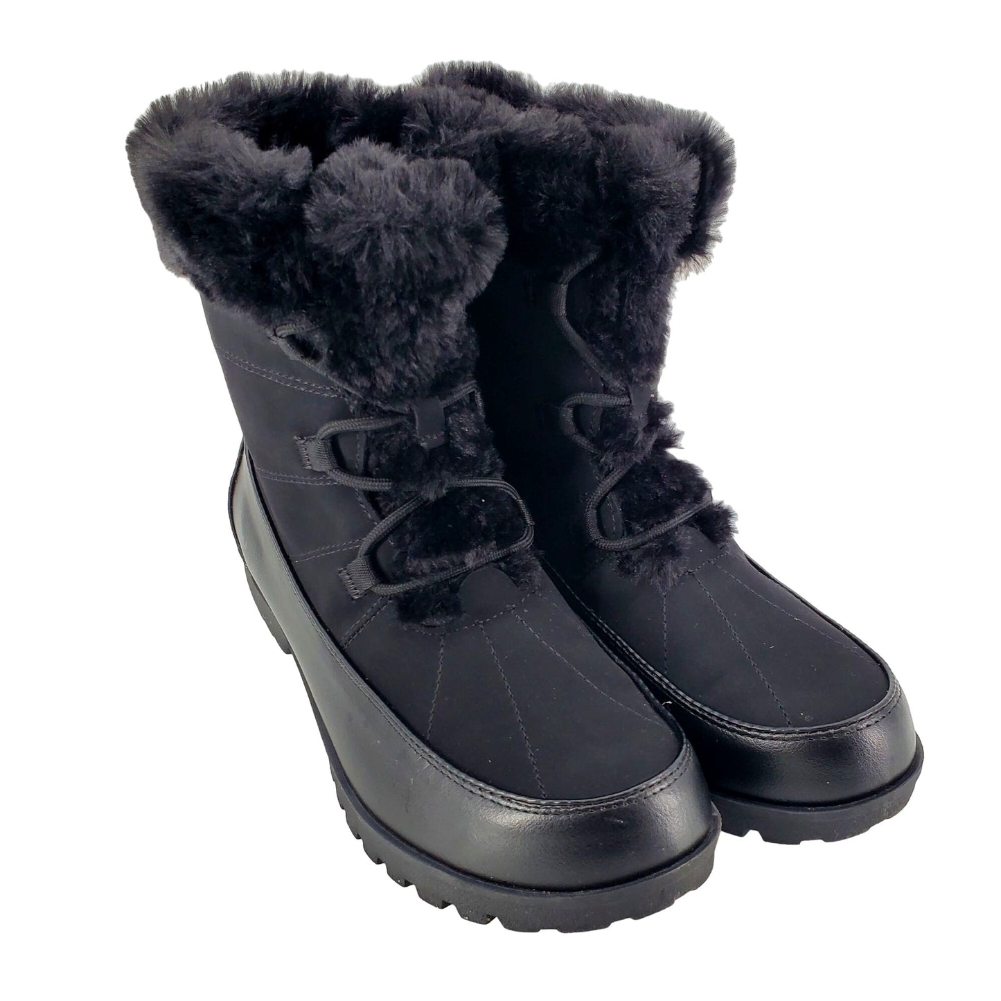 JBU Boots Womans Faux Fur Winter Snow Outdoor Combat Water Resistant Shoe Jambu