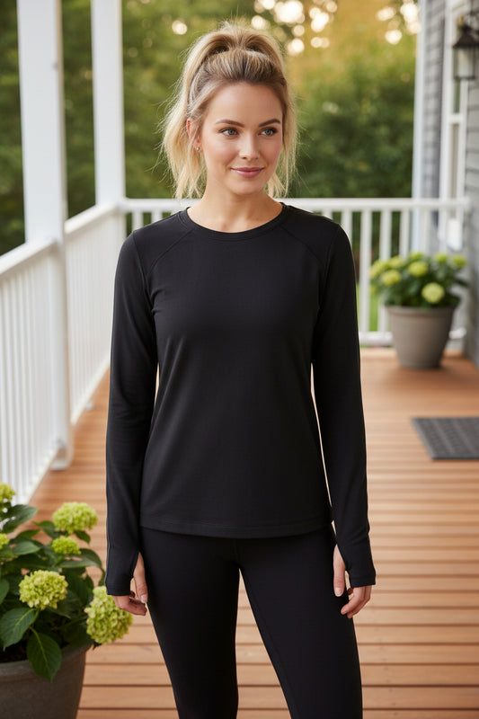 Mondetta Women's Long Sleeve Active Top Thumb Holes Athletic Shirt Anti-odor Activewear