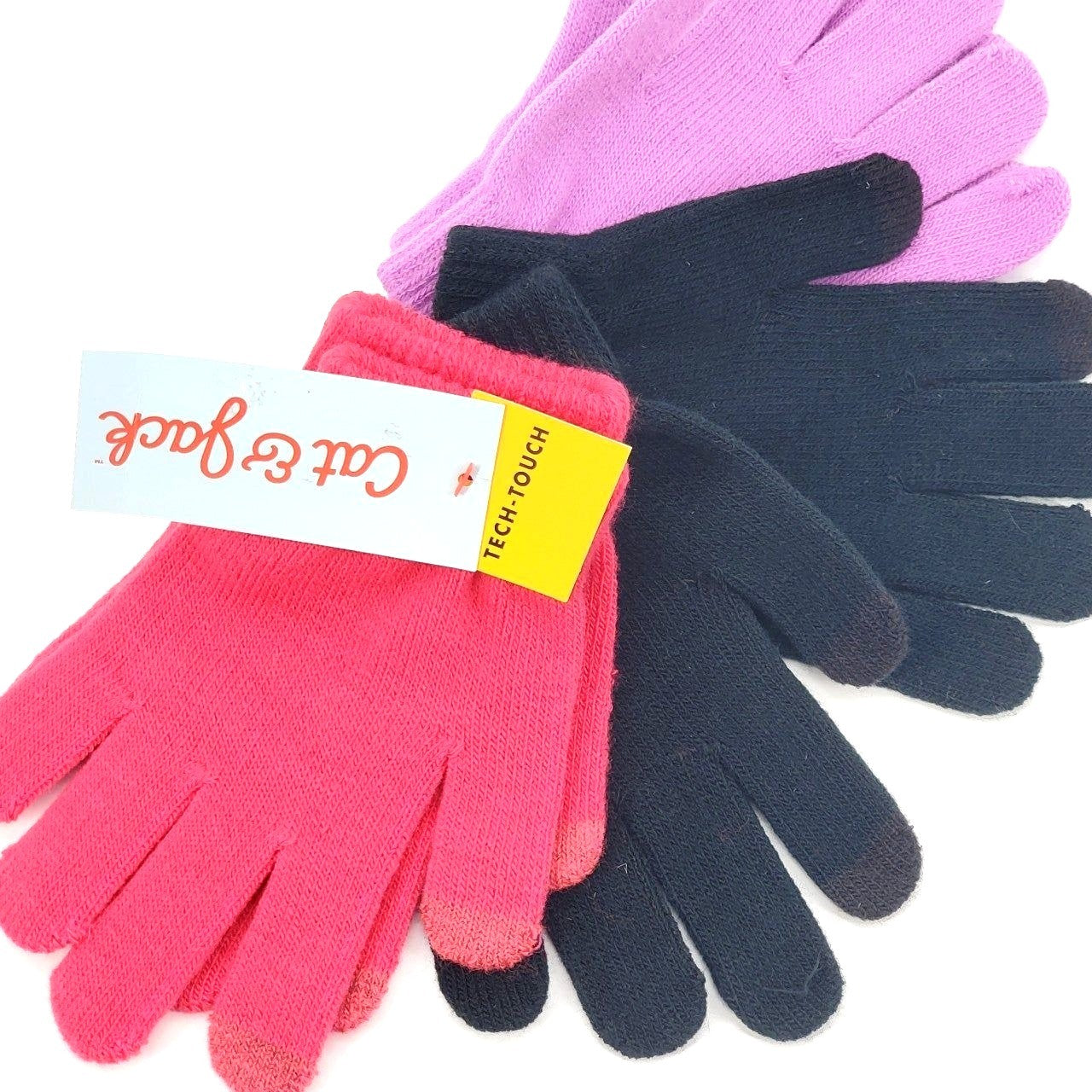 Cat & Jack 3-pack Girls Winter Kids Gloves Tech-Touch Children Snow Mittens