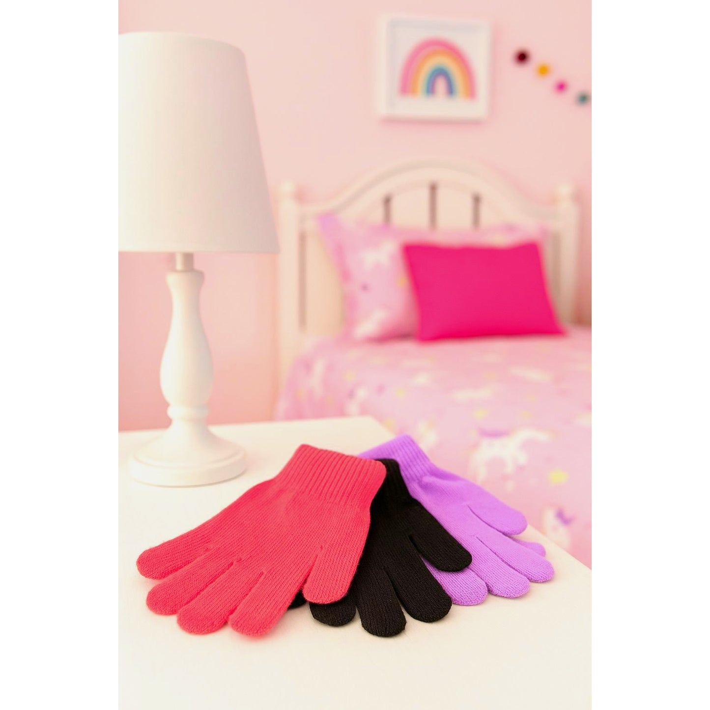 Cat & Jack 3-pack Girls Winter Kids Gloves Tech-Touch Children Snow Mittens