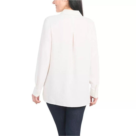 Hilary Radley Woman's Button-up Shirt Pocket Top Roll Tab Long Sleeve Shacket