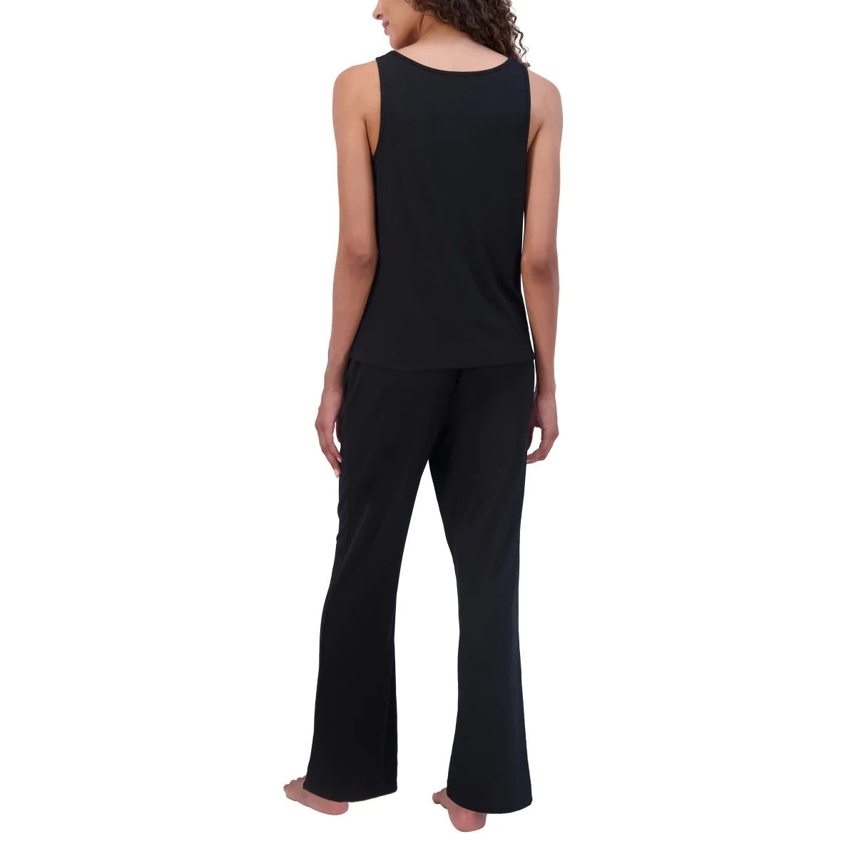 Live2Lounge Women's 3-piece Loungewear Set Cardigan Sleeveless Tank Top Pants Cooling Lightweight Black
