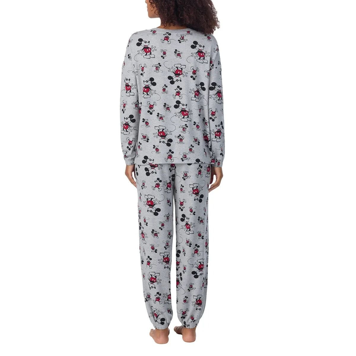Disney M Womens 2 Piece PJs Mickey Pajama Set Long Sleeve Top Pants Sleepwear