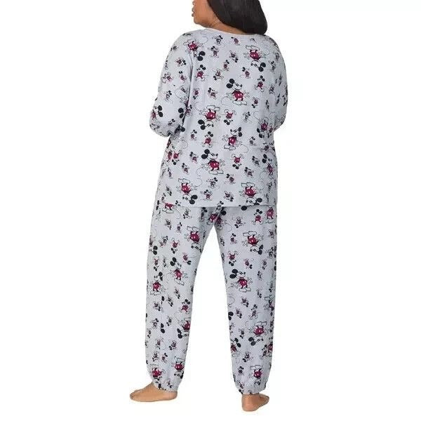 Disney M Womens 2 Piece PJs Mickey Pajama Set Long Sleeve Top Pants Sleepwear