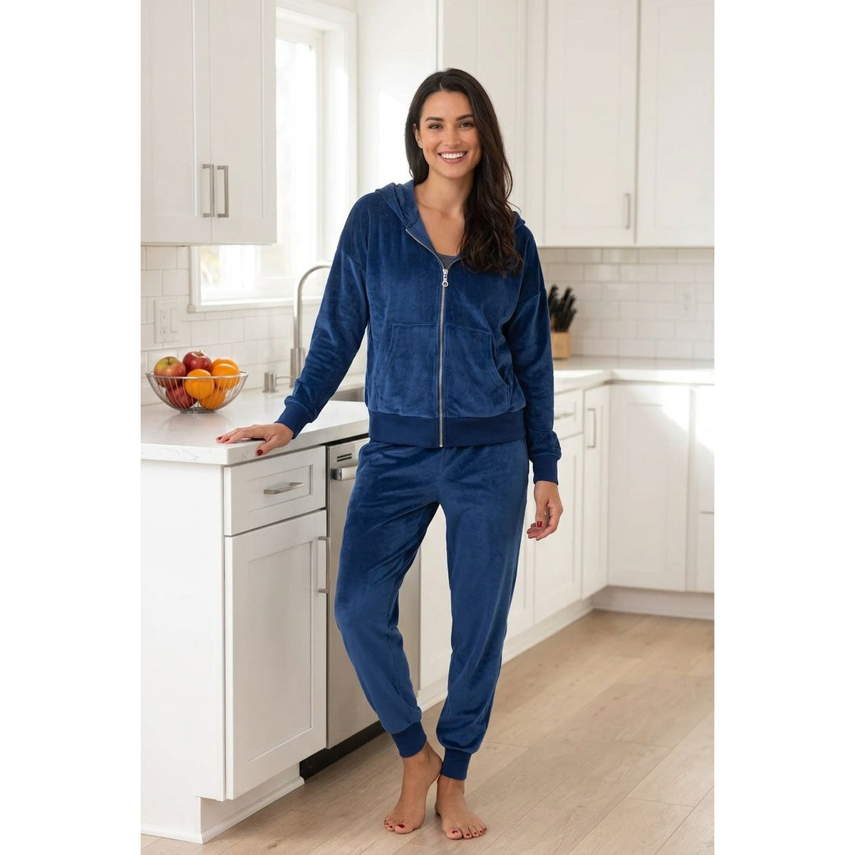 Felin Velour Zip Hoodie Jacket Matching Jogger Pants 2 Piece Set Tracksuit