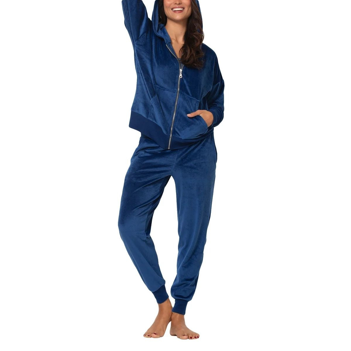 Felin Velour Zip Hoodie Jacket Matching Jogger Pants 2 Piece Set Tracksuit