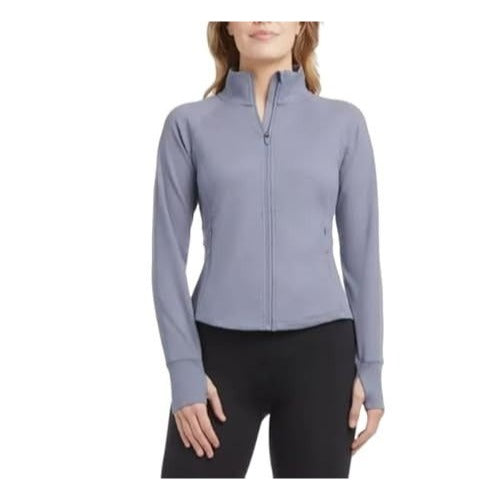Jockey Women's Yoga Jacket Tulip Hem Athletic Running Pockets Activewear Thumb Hole Gray Fog