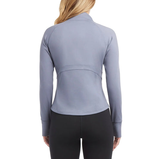Jockey Women's Yoga Jacket Tulip Hem Athletic Running Pockets Activewear Thumb Hole Gray Fog