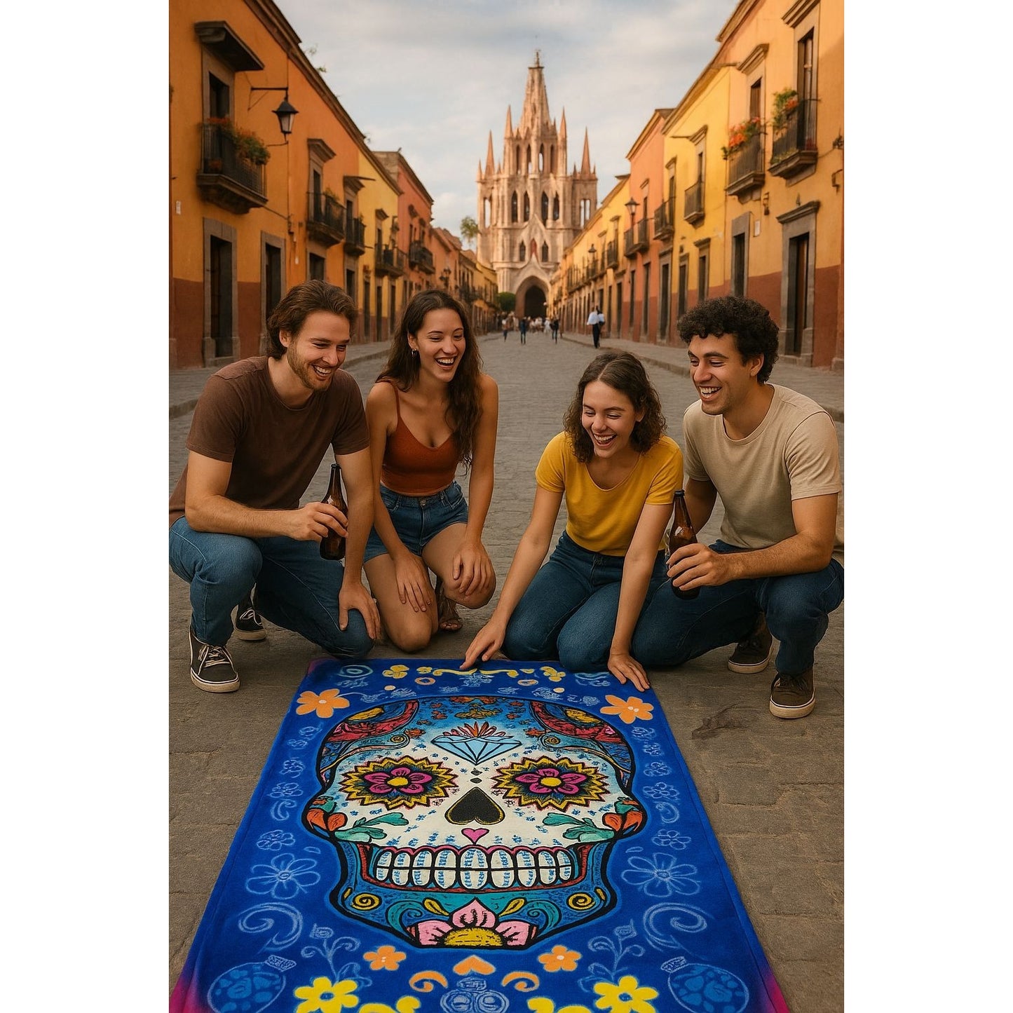Sugar Skull Beach Towel 30 x 60 Day of the Dead Novelty Beach Bath Pool Home