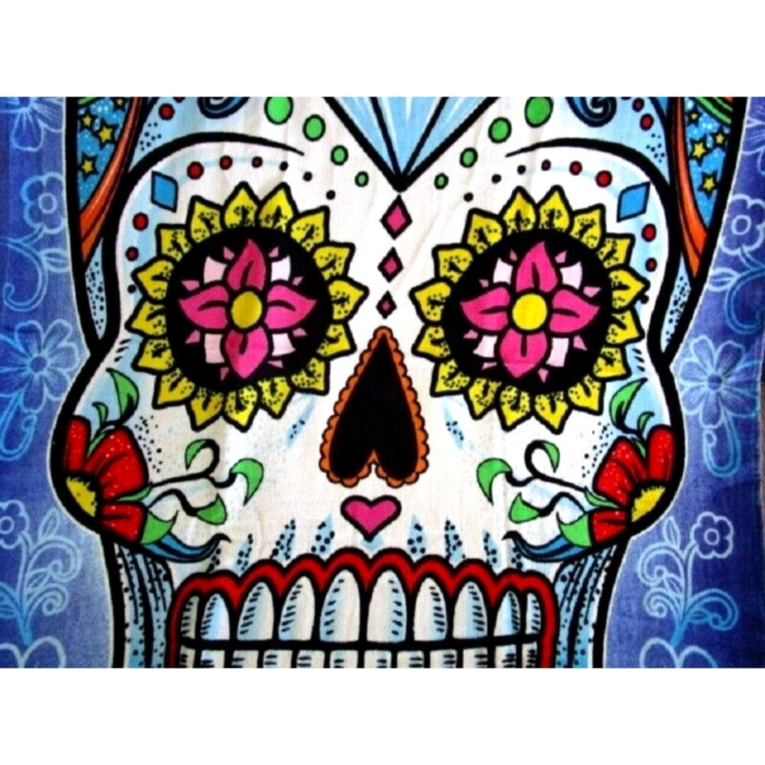 Sugar Skull Beach Towel 30 x 60 Day of the Dead Novelty Beach Bath Pool Home