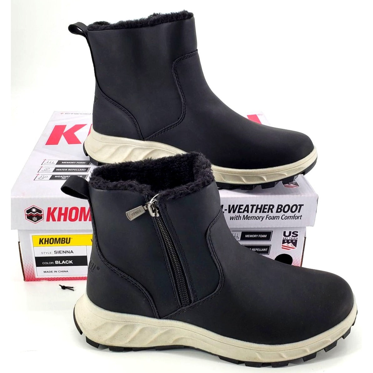 Khombu Boots Womens Fuzzy Sienna Winter Snow Rain Vegan Leather Faux Fur Shoes