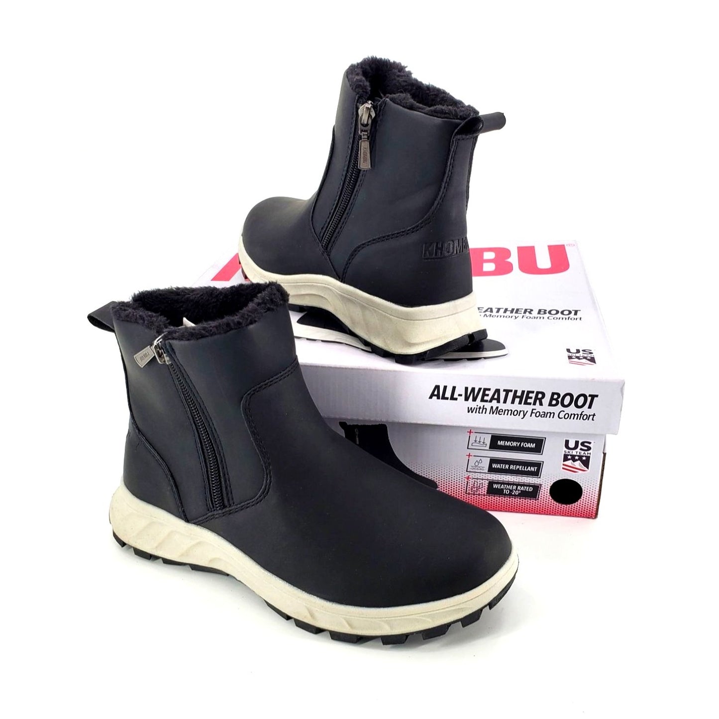 Khombu Boots Womens Fuzzy Sienna Winter Snow Rain Vegan Leather Faux Fur Shoes