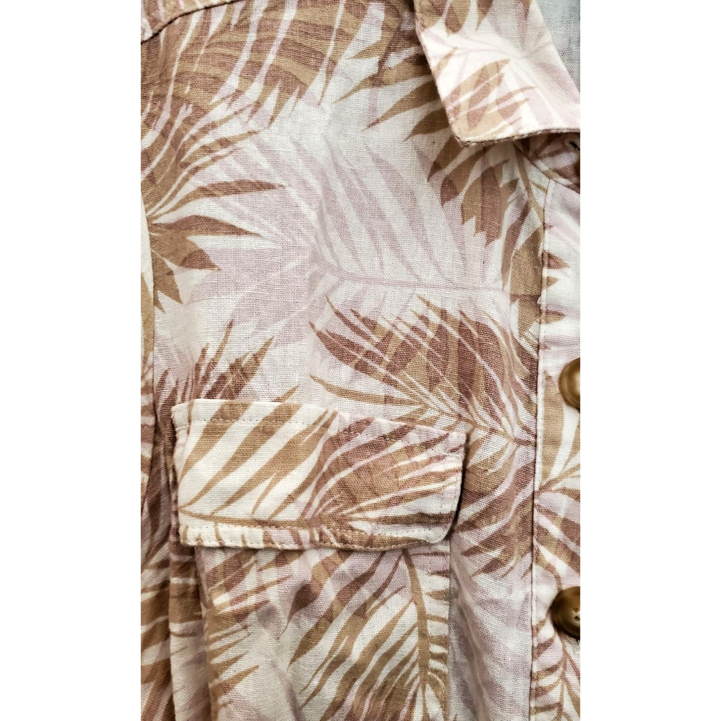 Matty M Romper Linen Blend Button Front Shorts Tropical Palm One-piece Outfit