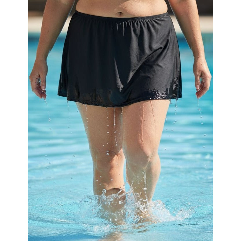 Island Escape Bikini Bottom Swim Skirt Plus-size Skirtini Mini Swimwear Black