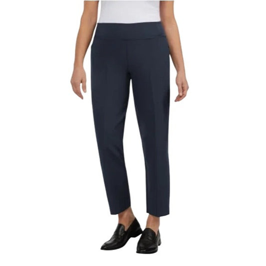KIRKLAND Women's 4-Way Stretch Pull-on Elastic Waist Ankle Pants 27" Inseam Navy Blue