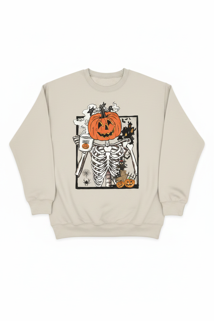 Halloween Pumpkin Jack-O-Lantern  Lightweight Pullover Sweatshirt