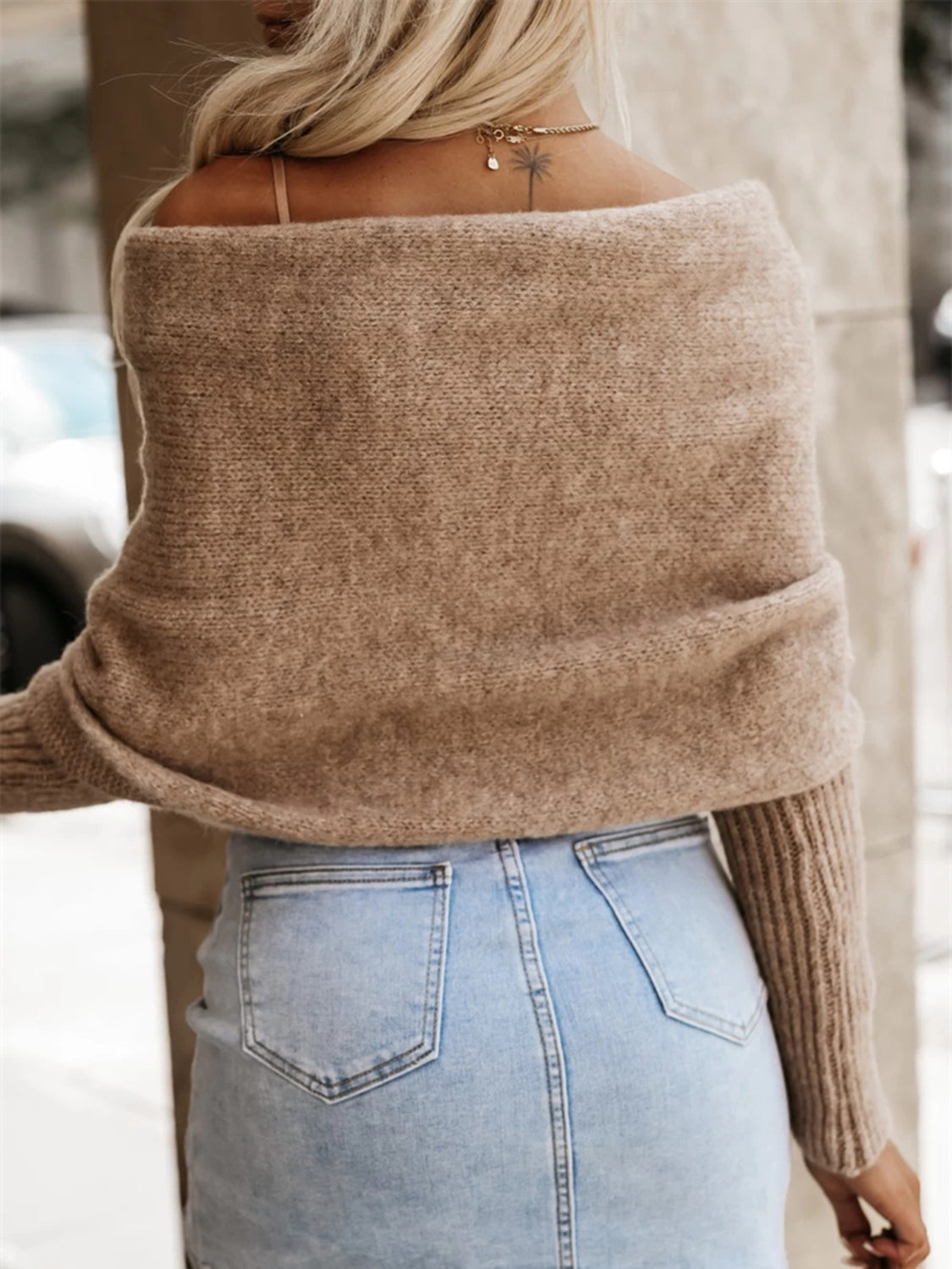 Twisted Knit Wrap Crop Top Bardot Off-shoulder Ribbed Long Sleeve Soft Sweater Shirt