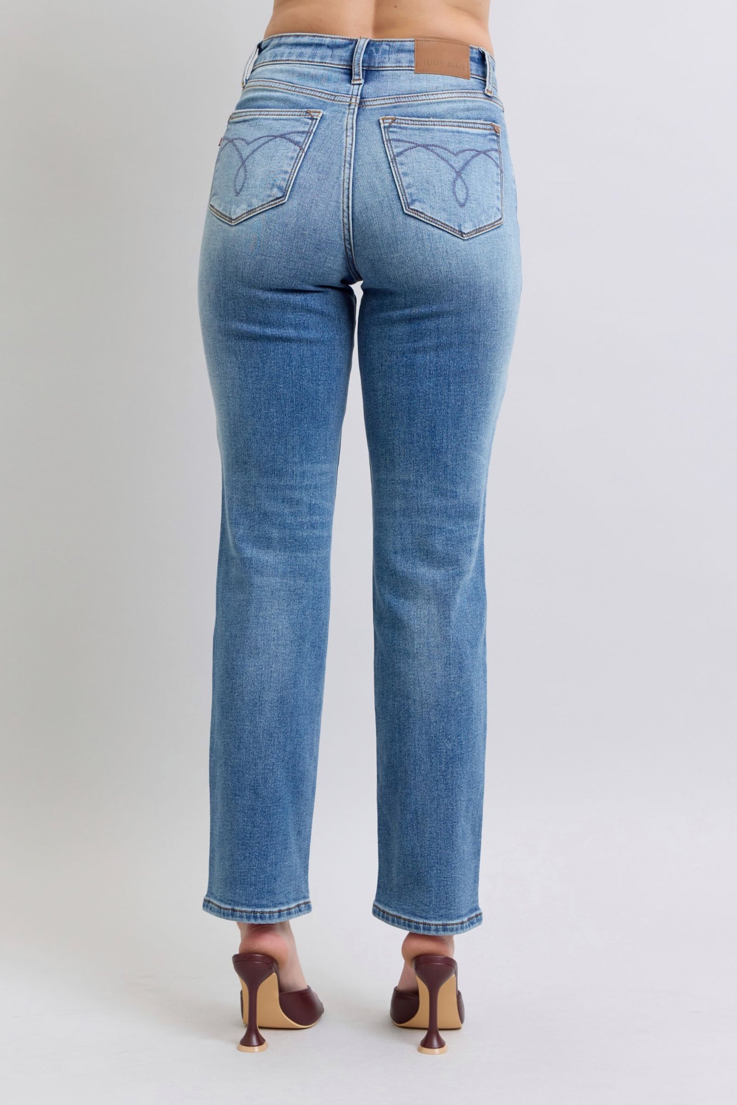 Judy Blue Thermal High-Rise Straight Leg Winter Retro Denim Pants Slim Fit Jeans