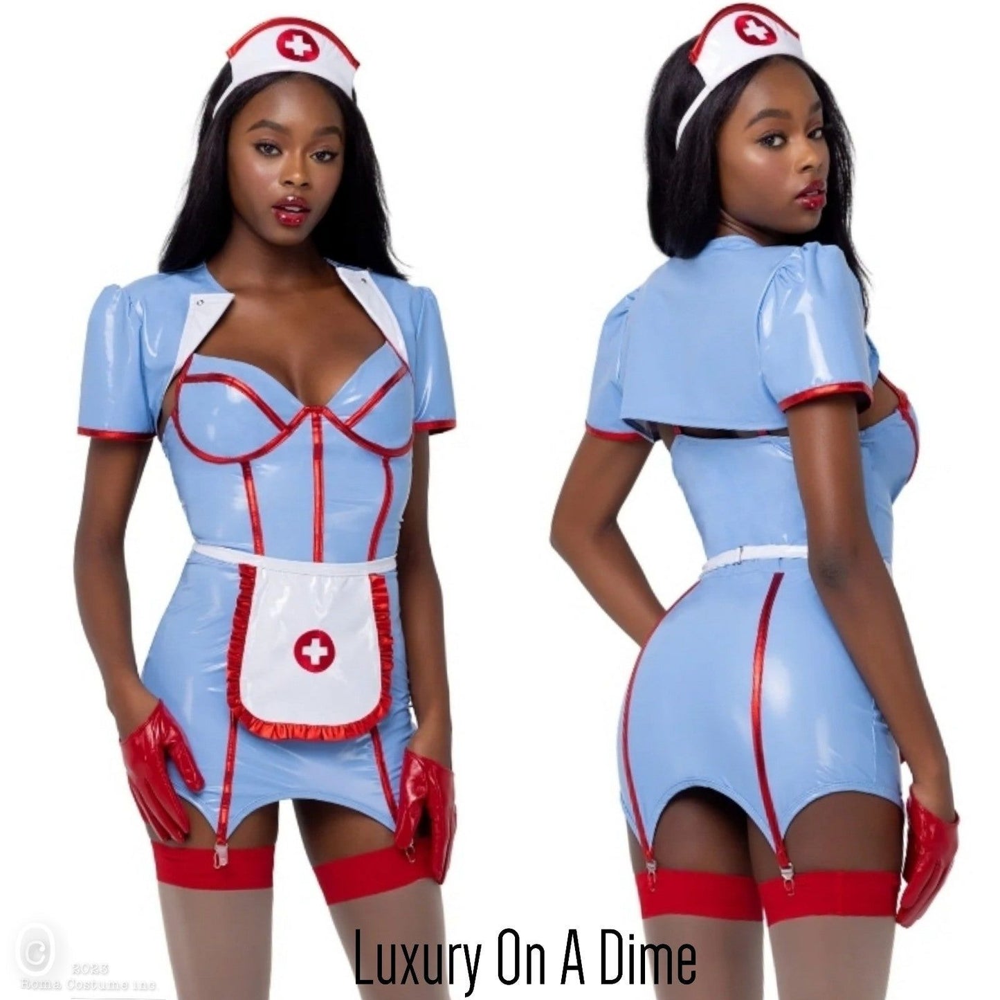 Sexy Retro 4-Piece Naughty Nurse Adult Women Costume Cosplay Outfit