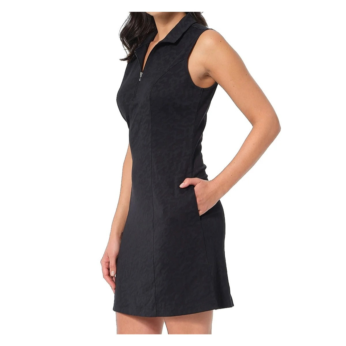 Greg Norman Dress Quarter Zip Tennis Mini Sleeveless Texture Athleisure