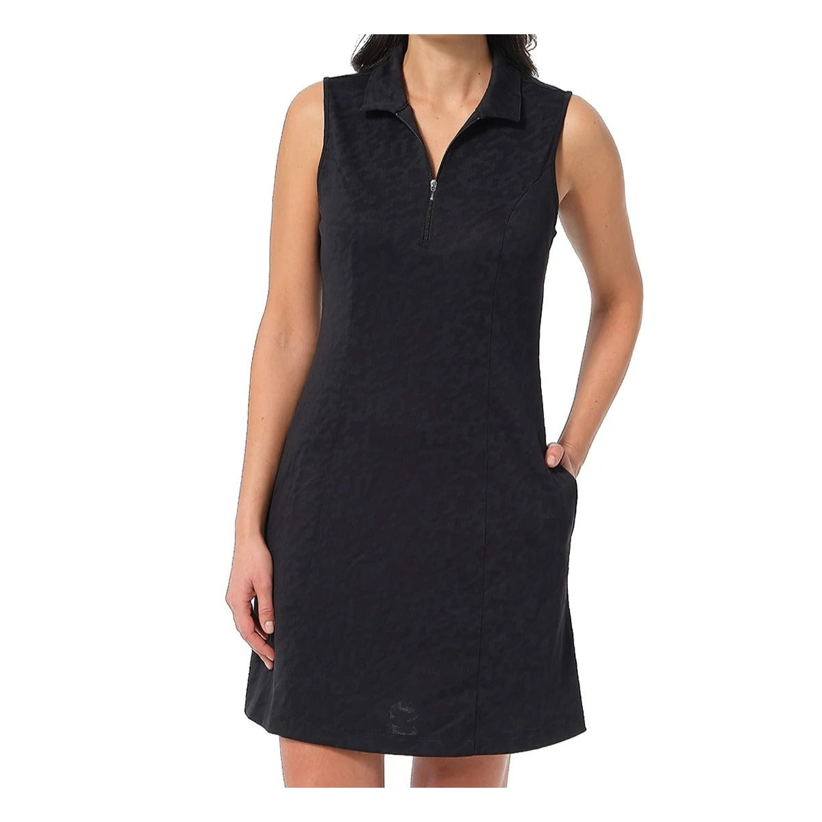 Greg Norman Dress Quarter Zip Tennis Mini Sleeveless Texture Athleisure