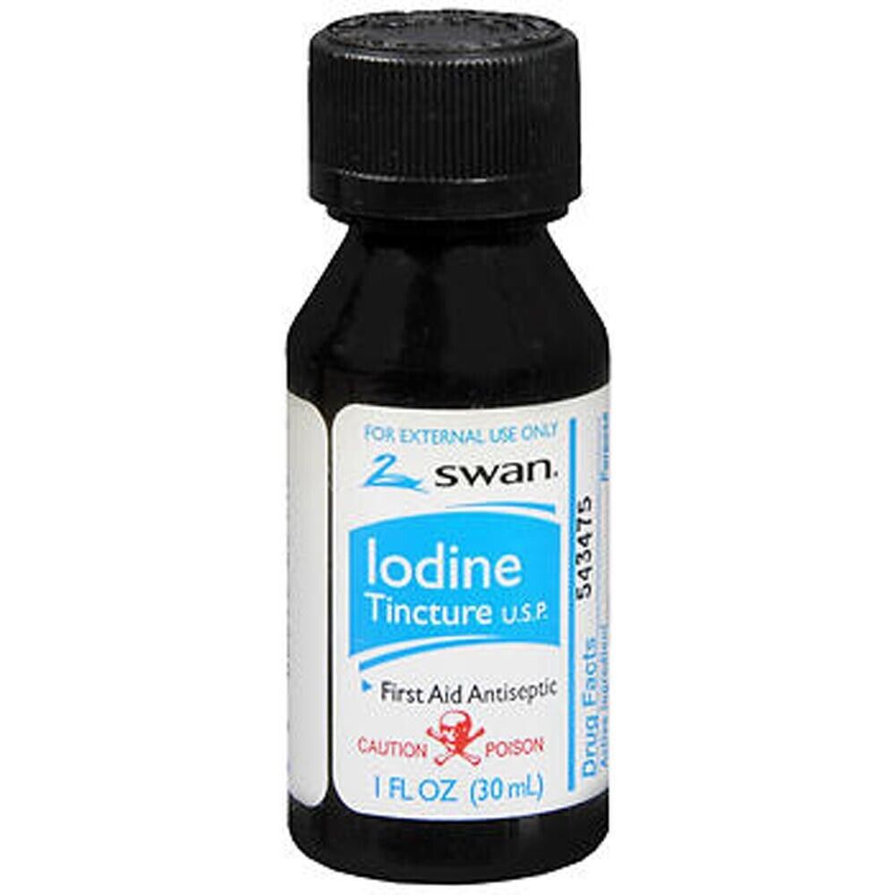 Swan 2% Iodine Tincture USP First Aid Antiseptic Minor cuts scrapes 1 oz bottle