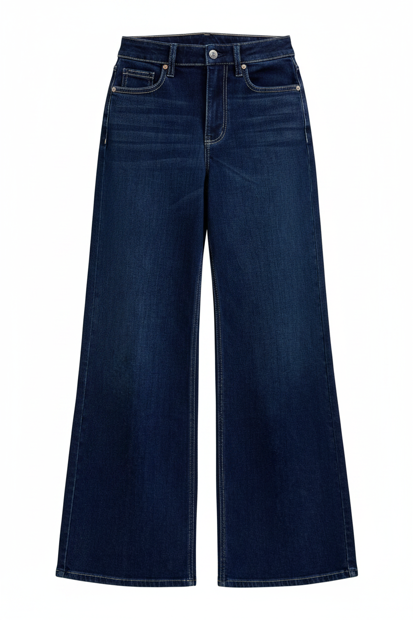Judy Blue High-Rise Waist Wide-Leg Relaxed Fit Contrast Stitching Denim Jeans