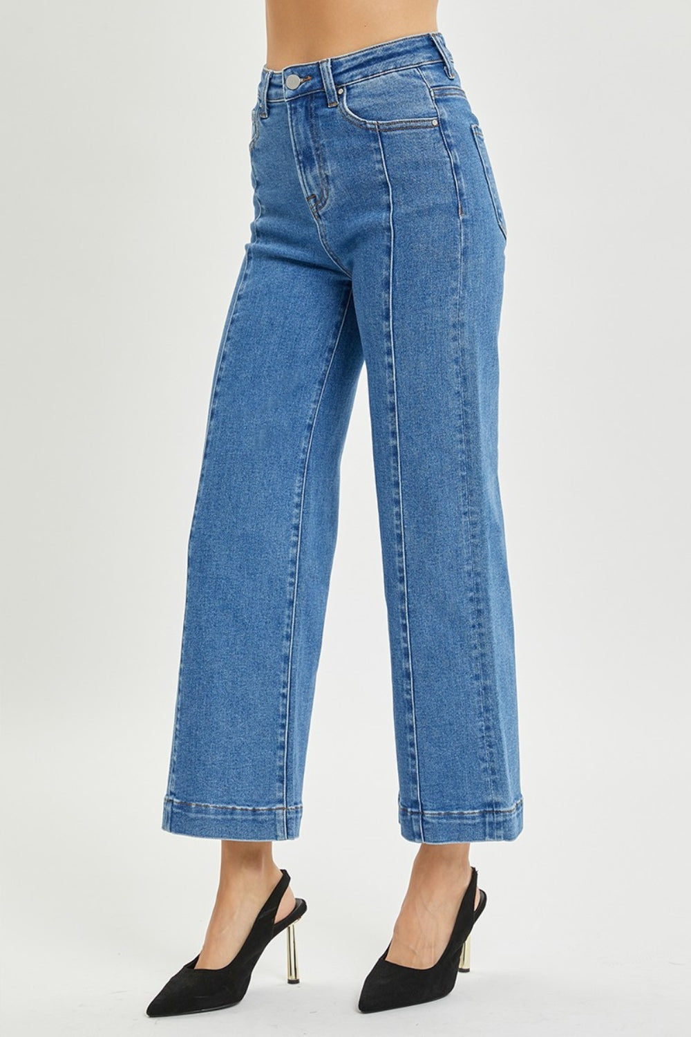 RISEN High-Rise Jeans Retro Wide Leg Front Seam Boyfriend Denim Pants