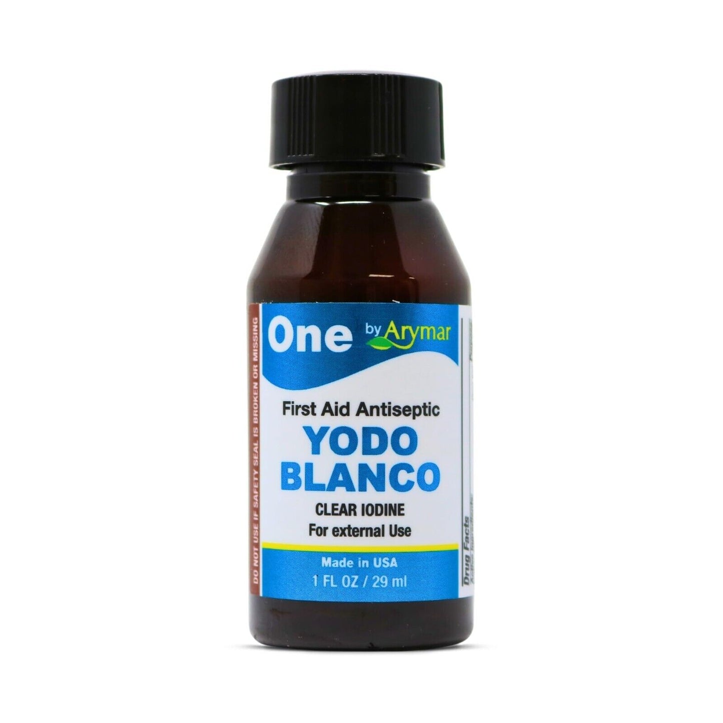 One YODO Blanco Decolorized Iodine 1oz No-Stain Antiseptic for Cuts Burns Arymar