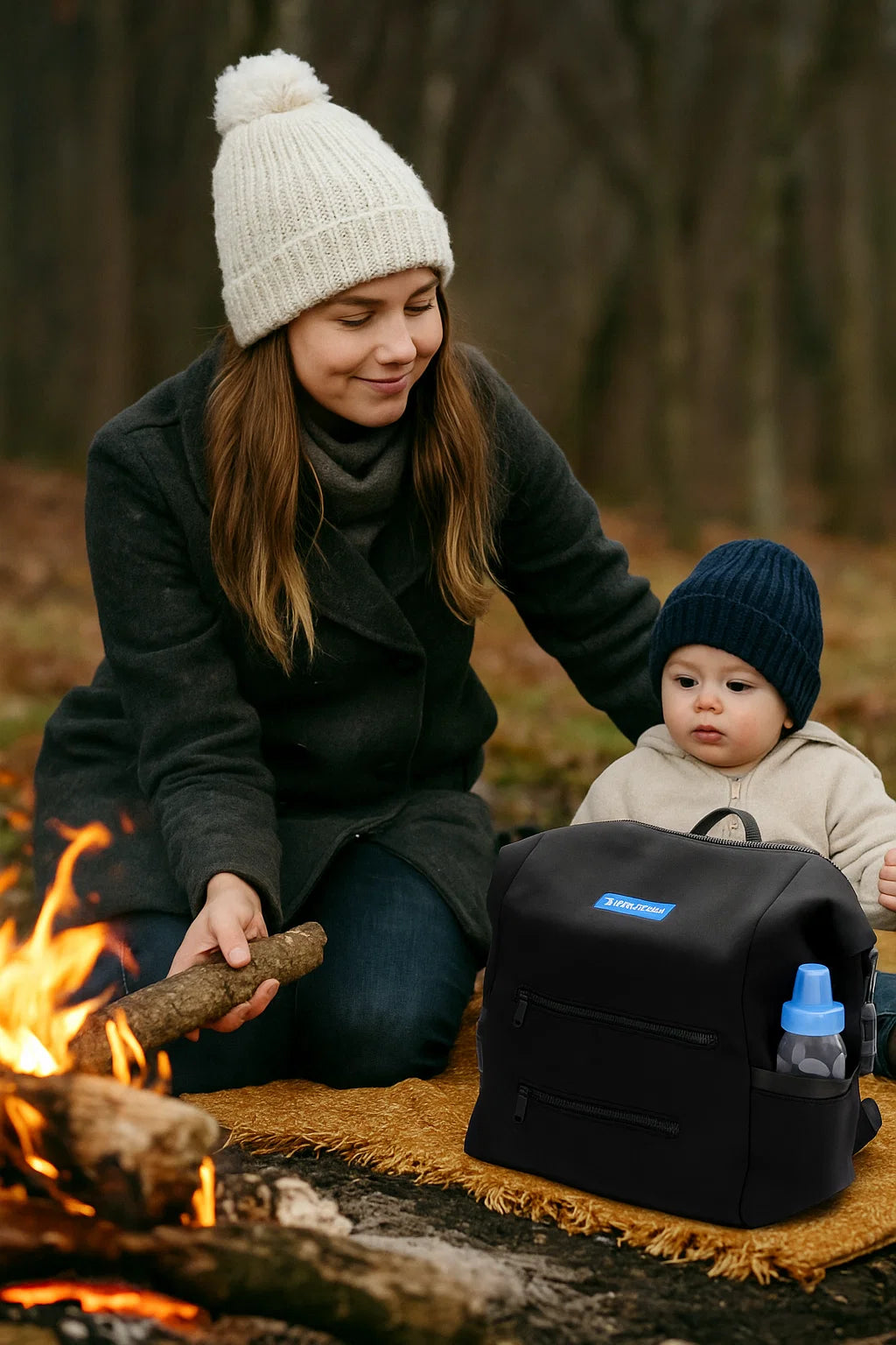Aquaroo Diaper Bag 6-Piece Set Water-Resistant All Weather Outdoor Travel Backpack With Changing Pad