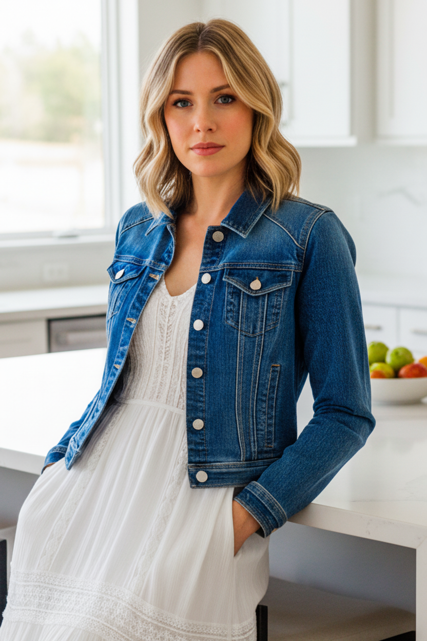 Risen Classic Fit Chest Pocket Button Down Long Sleeve Denim Jean Jacket