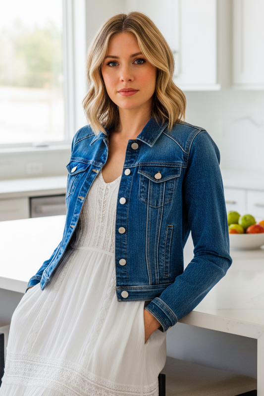 Risen Classic Fit Chest Pocket Button Down Long Sleeve Denim Jean Jacket