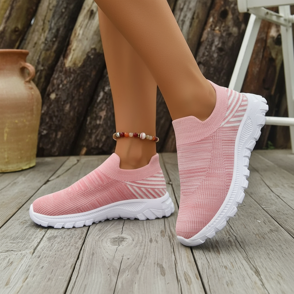 Mesh Knit Slip-on Sneakers Breathable Athleisure Sporty Shoes Casual Athletic