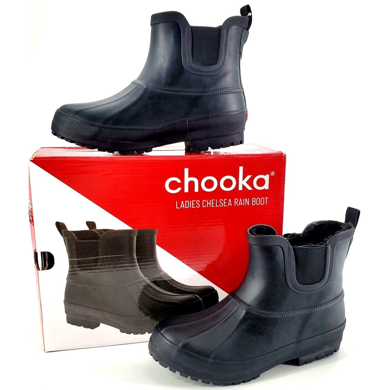 CHOOKA Rain Boots Chelsea Duck Outdoor Faux Fur Shoes Waterproof Ankle Booties