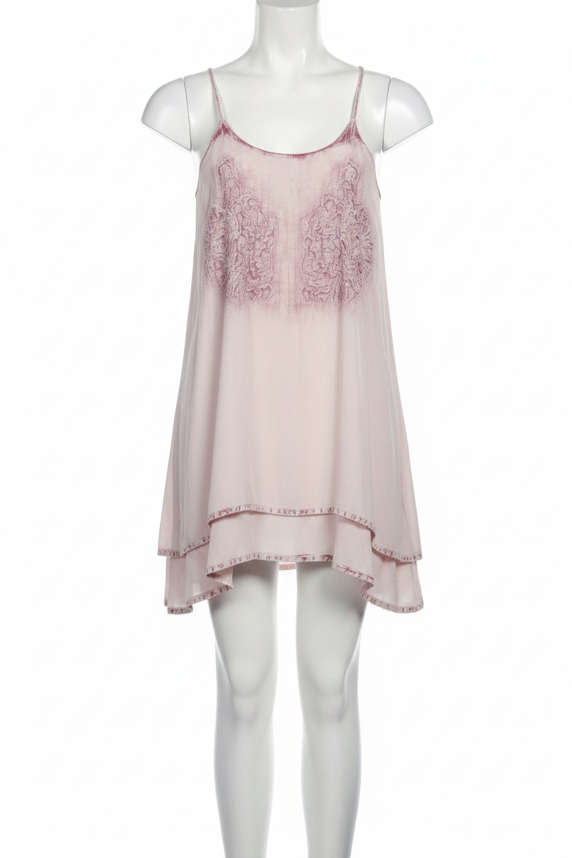 POL Vintage Wash Lace Racer Back Embroidered Sleeveless Layered Slip Mini Dress