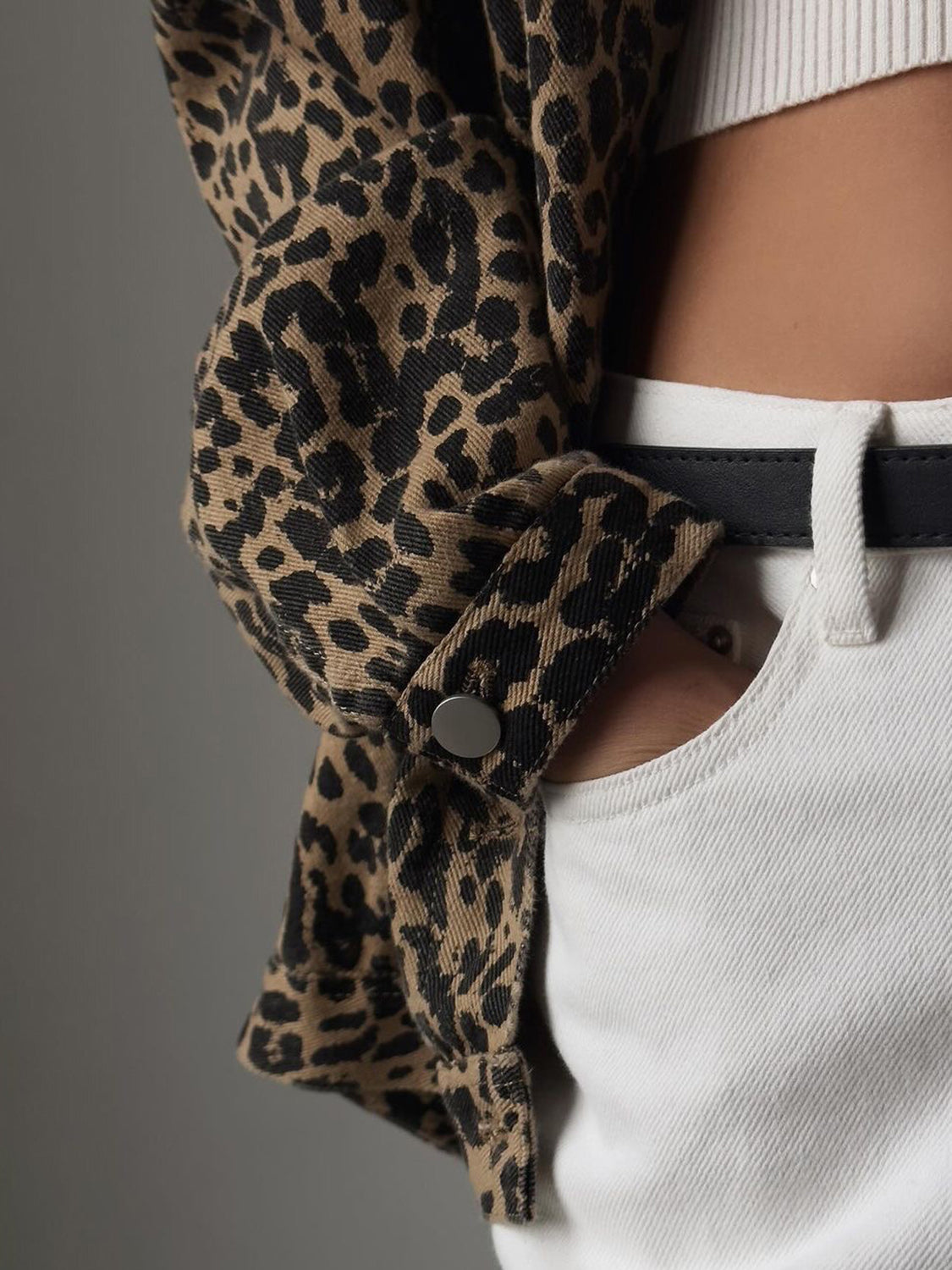 NEW Leopard Denim deals Oversized Boyfriend Jacket