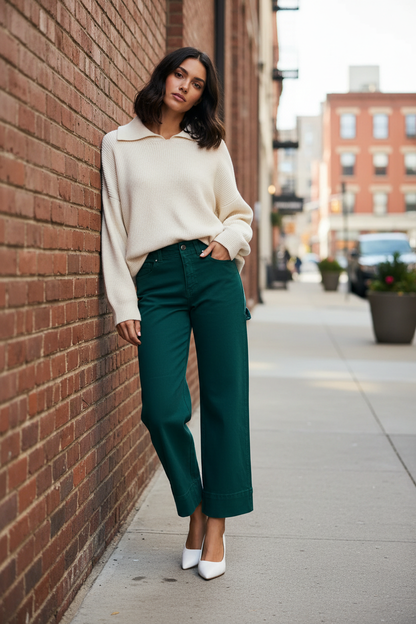 Risen Tummy Control High Rise Wide Leg Cropped Pants Relaxed Boyfriend Denim Pants