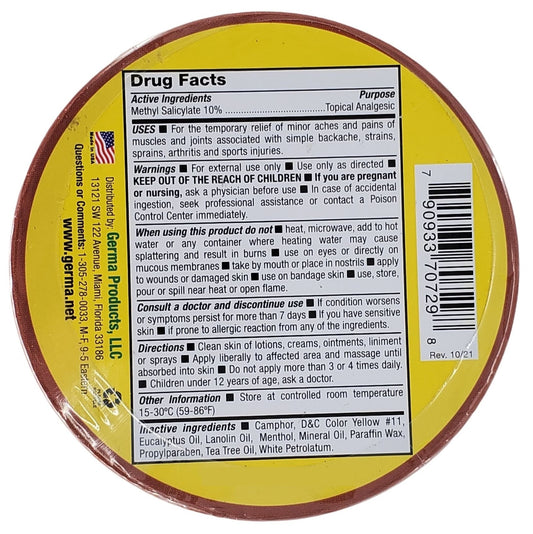 Topical Pain Relief Germa® Manteca Ubre Plus® Manteca de Ubre Ointment 3oz metal tin