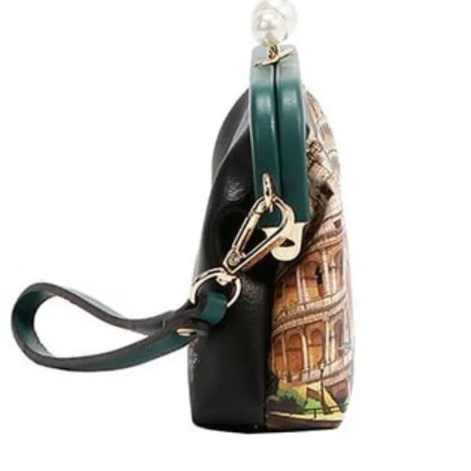 Nicole Lee Pearl Kiss-Lock Italy Wristlet Detachable Strap Chelsea Coin Purse Compact Wallet