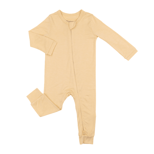 Larkspur Pant Romper Cloudweave Bamboo Long Sleeve Zip Baby Toddler One-piece Bodysuit  Golden Sand