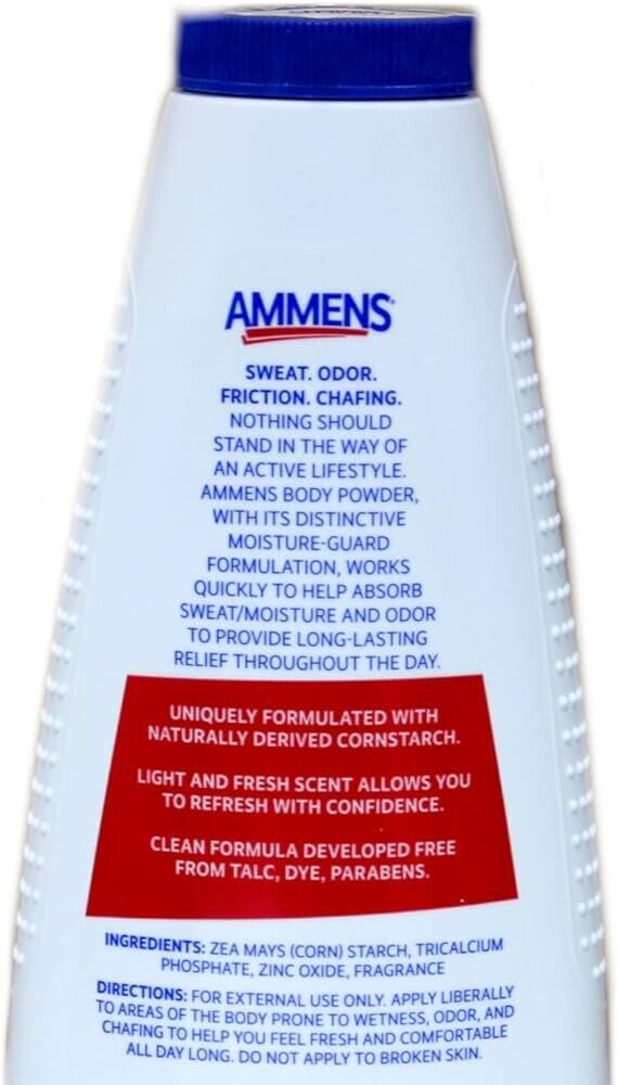 Ammens Powder Original Medicated Body Powder Talc FREE Clean Formula 11 oz