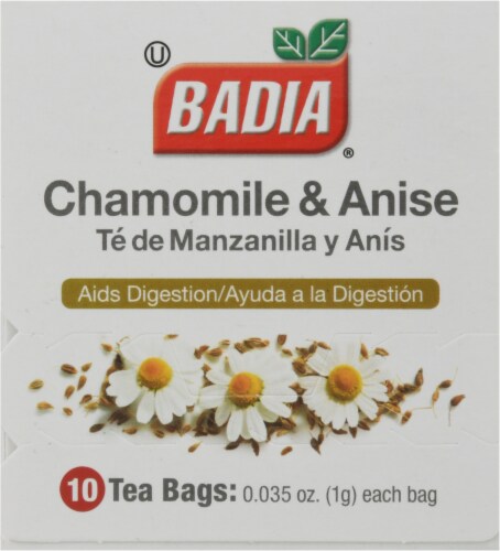 Badia Chamomile Anise Tea Aids Digestion Caffeine Free Box of 10 Tea Bags