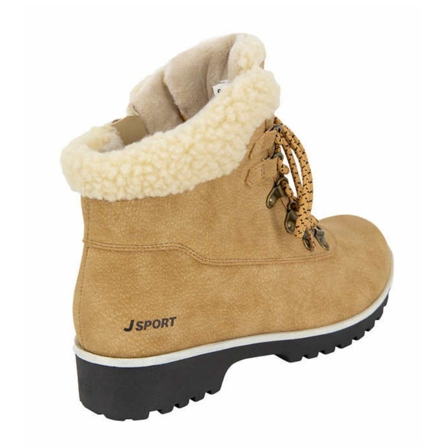 Jsport Boots Woman Faux Fur Shearling Chunky Lug Outdoor Winter Snow Shoes