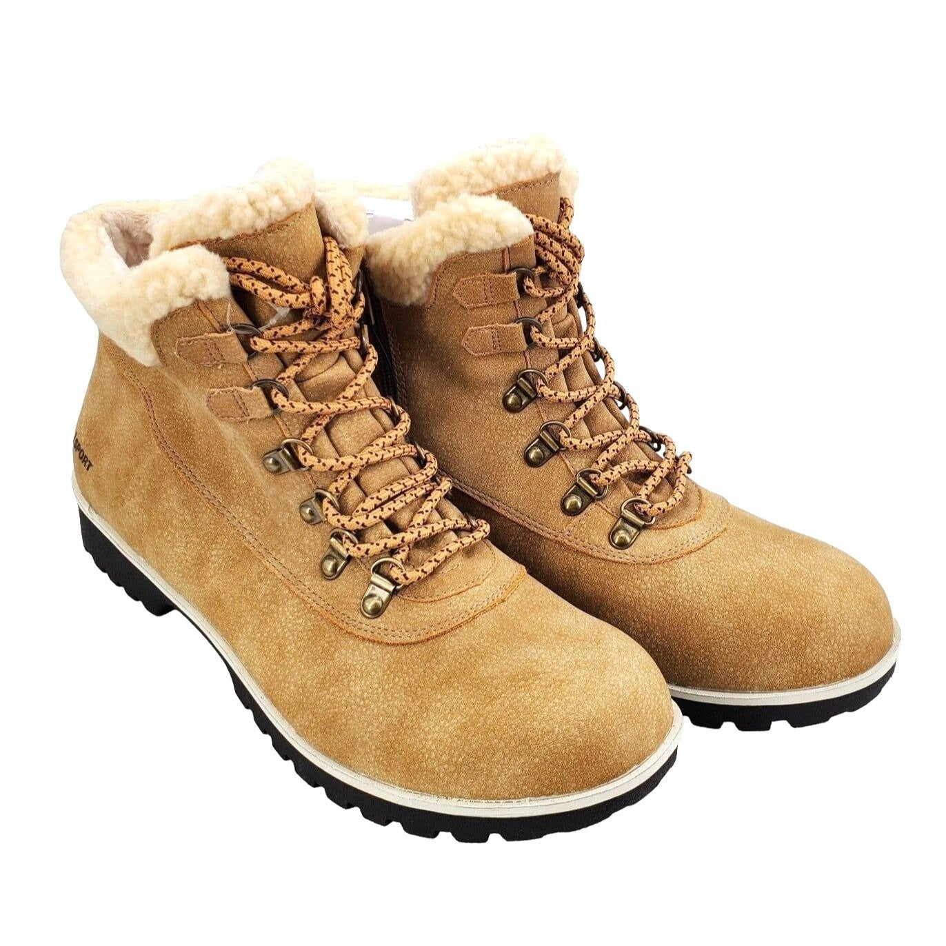 Jsport Boots Woman Faux Fur Shearling Chunky Lug Outdoor Winter Snow Shoes