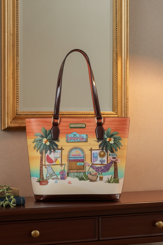 Nicole Lee 3D Fruit Sun and Sand Dual Strap Shopper Tote Shoulder Bag Purse