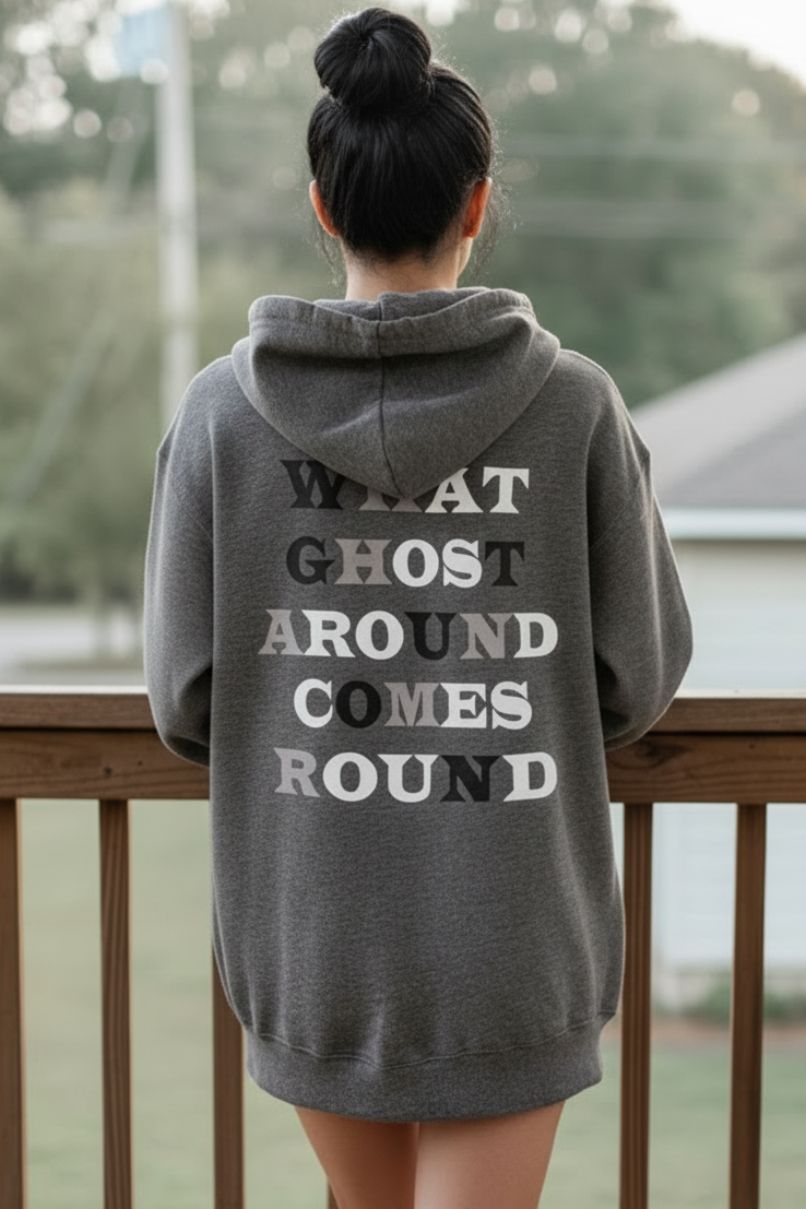 Ghost Around Halloween Pullover Kangaroo Pockets Oversized Hoodie