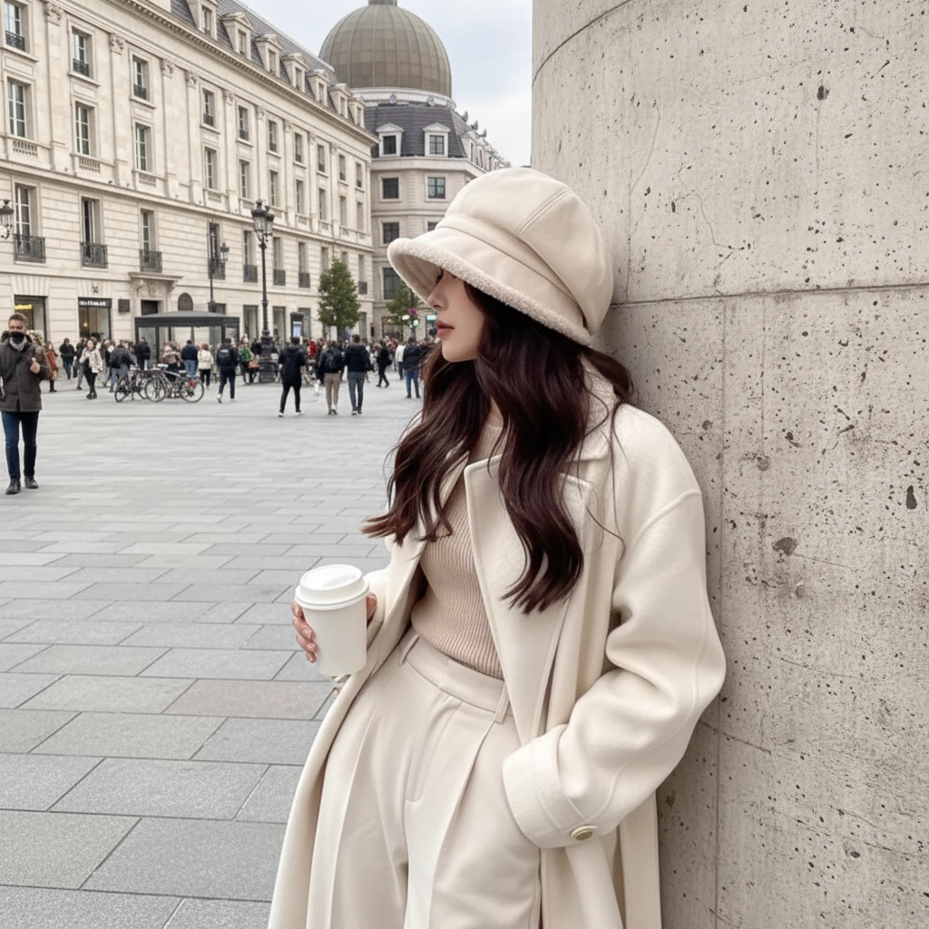 Plush Sherpa Trim Baker Boy Hat Smooth Faux Suede Newsboy Retro Slouchy Cap