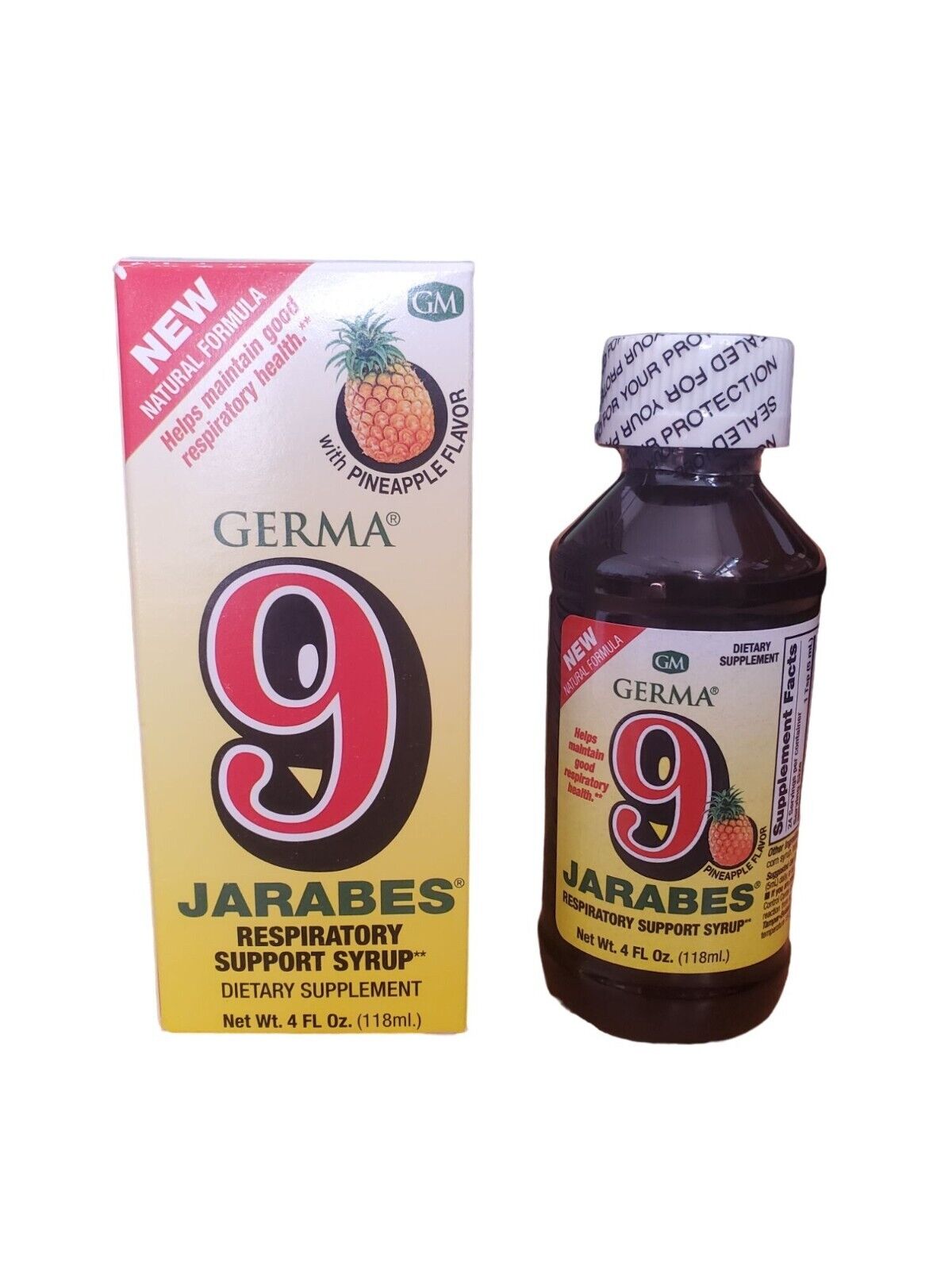 Germa 9 Jarabes Syrup Pineapple Flavor Dietary Supplement 4 oz