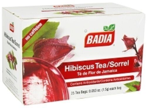 Badia Hibiscus Tea/Sorrel Te de Flor de Jamaica Natural Antioxidant 25 Tea Bags